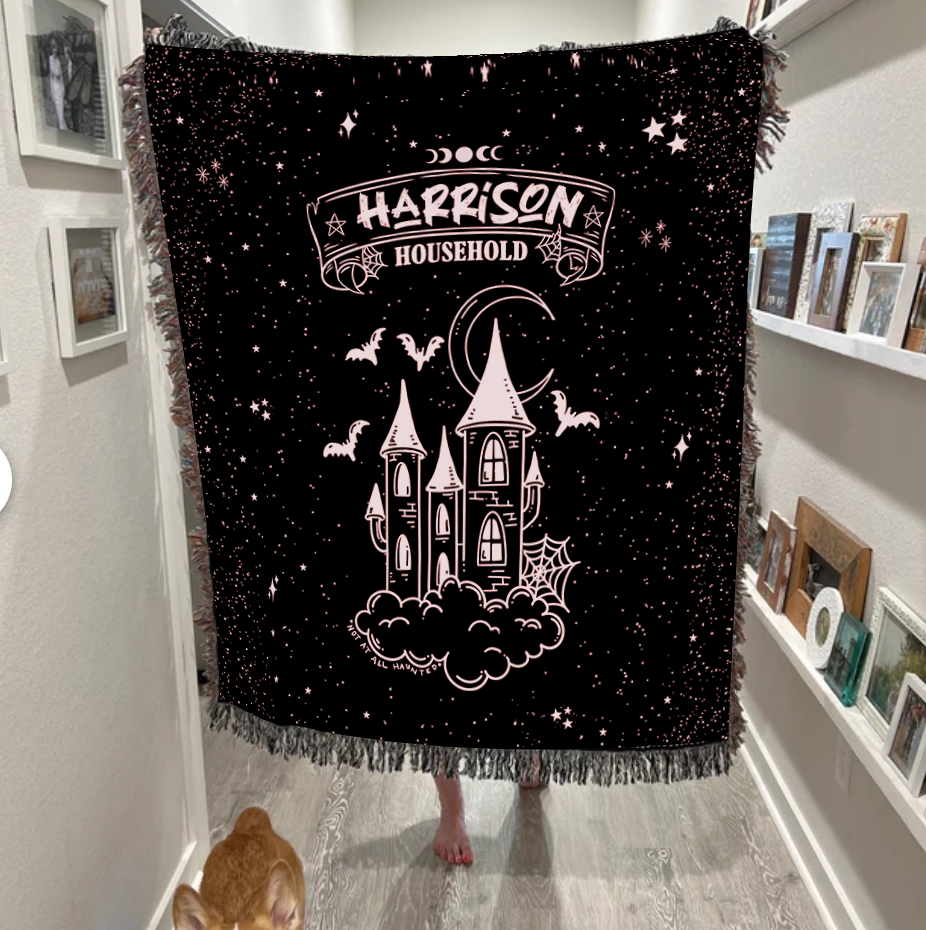 Customizable Our Haunted Home Woven Throw Blanket